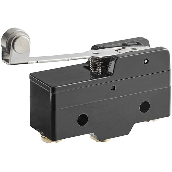 A black switch with a metal lever for a Backyard Pro Butcher Series meat saw.