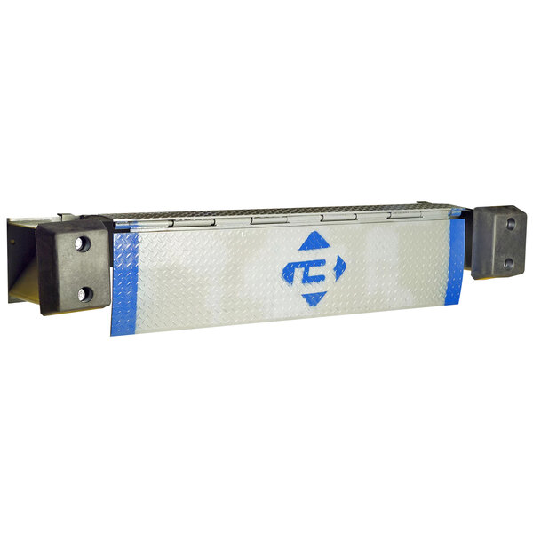 A metal box with a blue logo reading "Bluff Manufacturing" and blue and white stripes.
