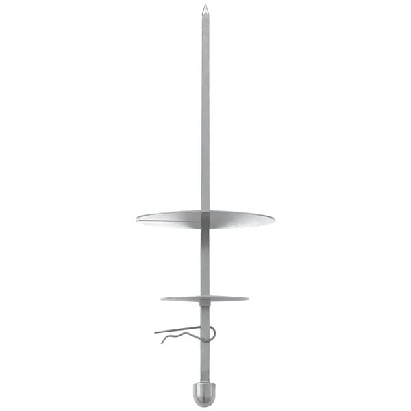 A metal skewer set with a white background.