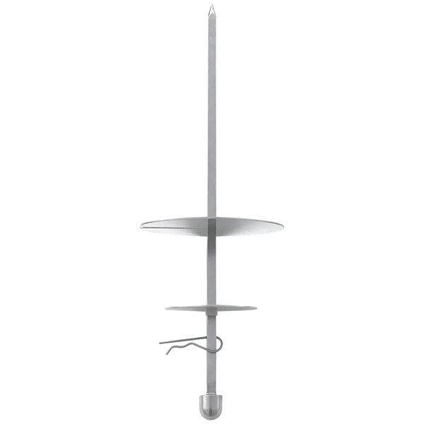 A metal skewer set with round metal bases.