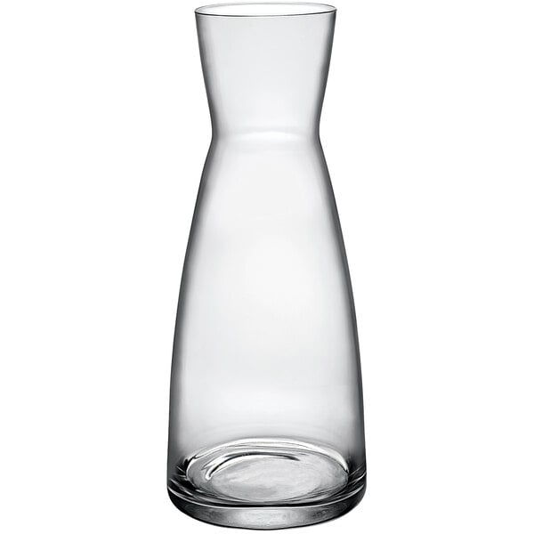 A clear glass Schott Zwiesel carafe.