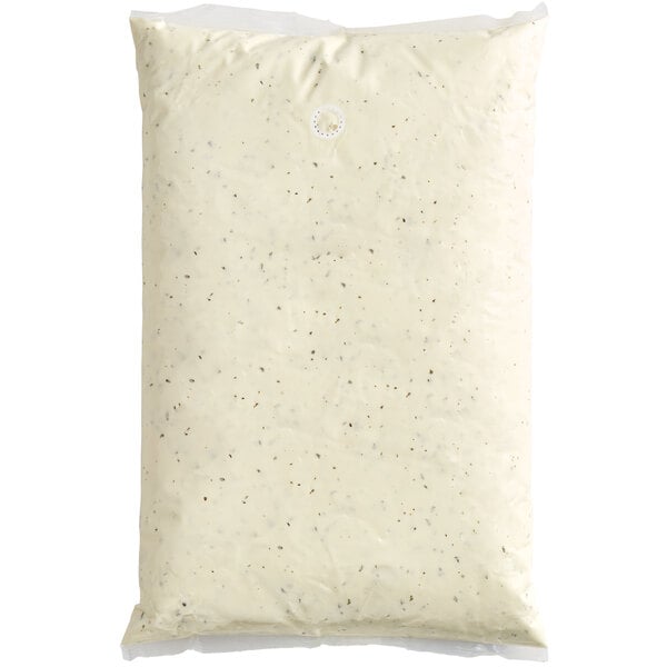 A white bag of Heinz Ranch Dressing with a fitment.