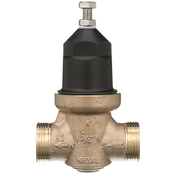 a close-up of a brass and black valve