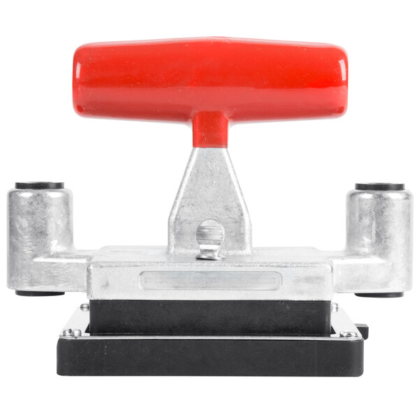 A red and black Vollrath Redco 3/8" dice stamper.