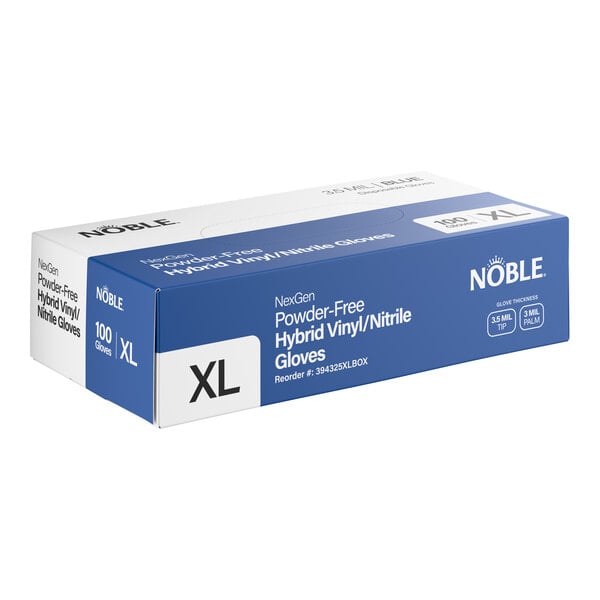 Noble Powder-Free Disposable Blue Hybrid 3.5 Mil Thick Gloves - Extra Large - 1,000/Case