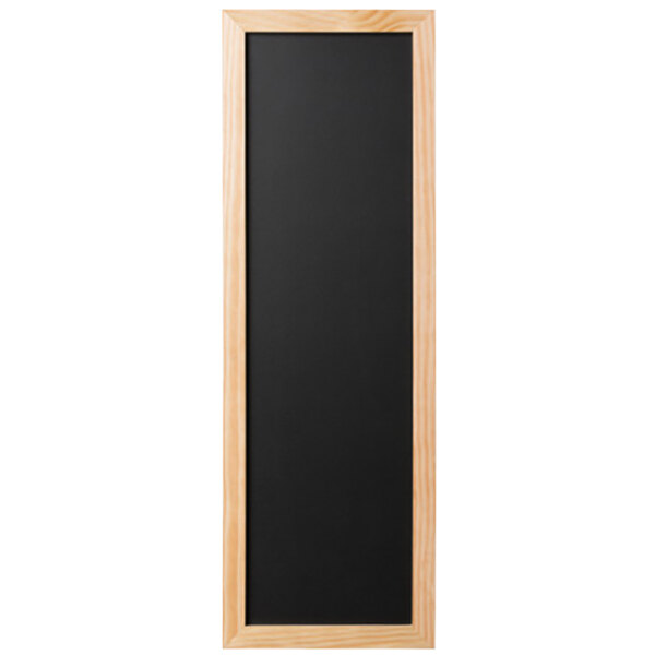 A black MasterVision chalk board with a wooden frame.