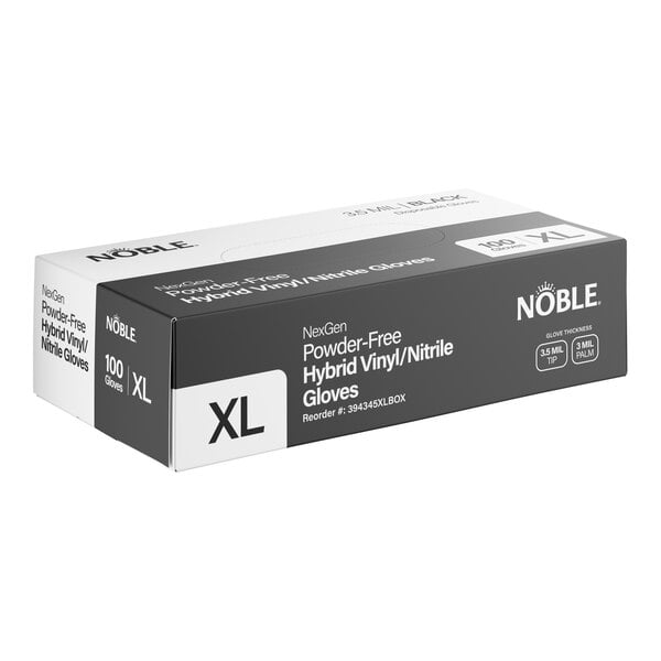 Noble Powder-Free Disposable Black Hybrid 3.5 Mil Thick Gloves - Extra Large - 1,000/Case