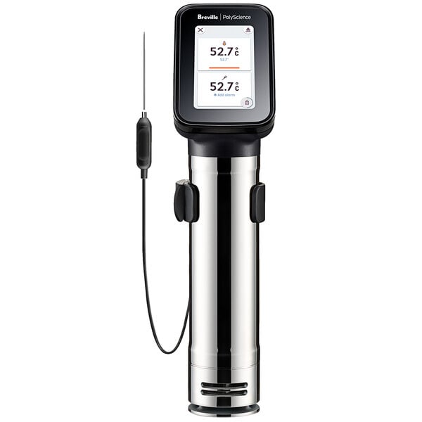 The Breville HydroPro Plus sous vide immersion circulator head with a digital display.