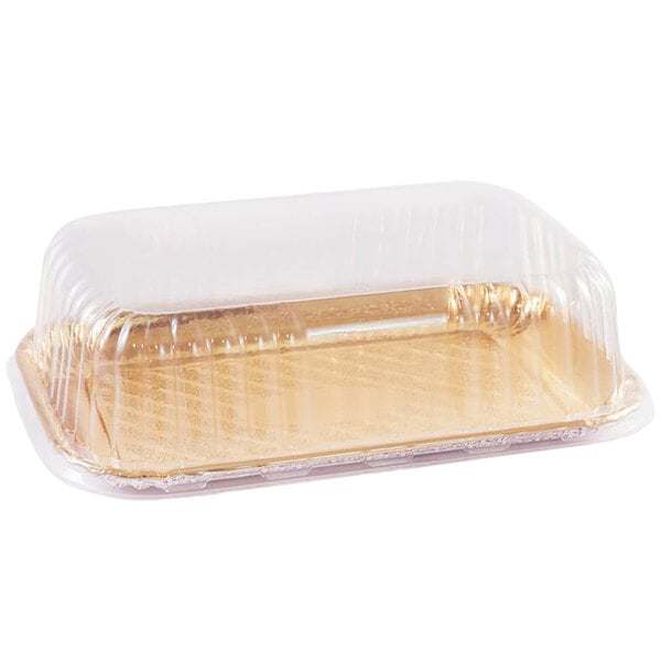 A clear plastic container with a clear lid.