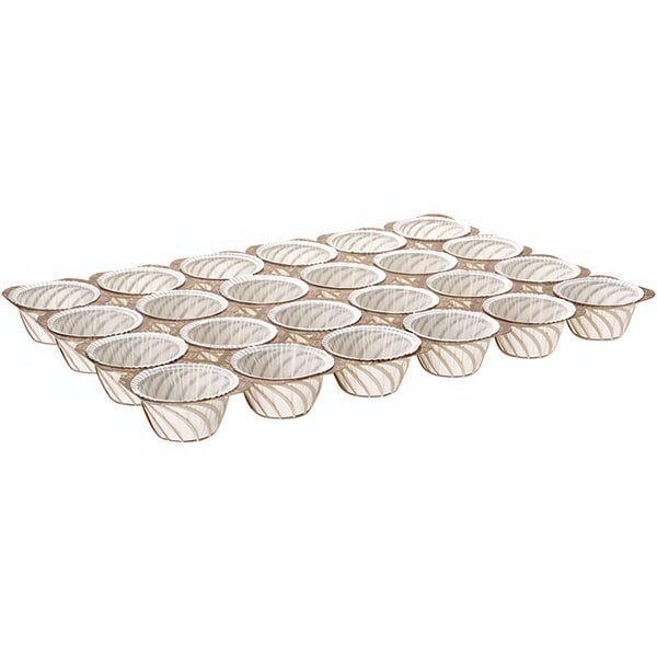 A Novacart paper muffin tray with 24 empty 2 oz. muffin cups.