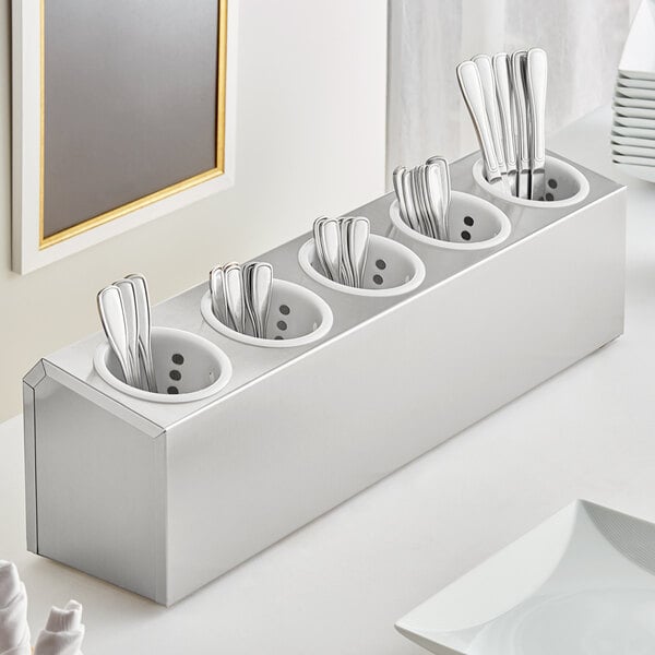 Choice Six Hole Stainless Steel Flatware Organizer with Perforated