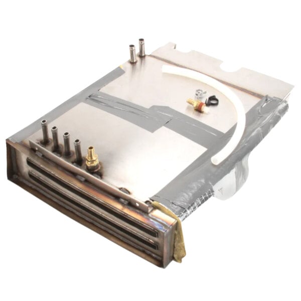 A Cleveland gas boiler service kit with metal pieces, tubes, and wires.