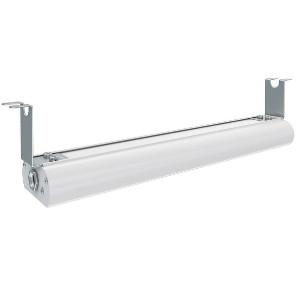 A white rectangular Vollrath strip warmer with metal brackets.