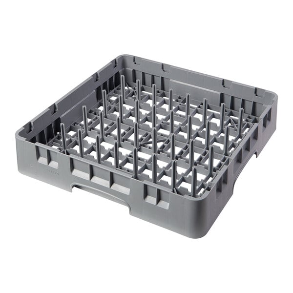 A gray plastic peg rack used for washing and storing dishware.