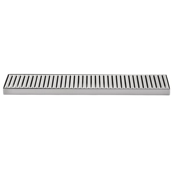 A Tablecraft stainless steel rectangular drip tray.