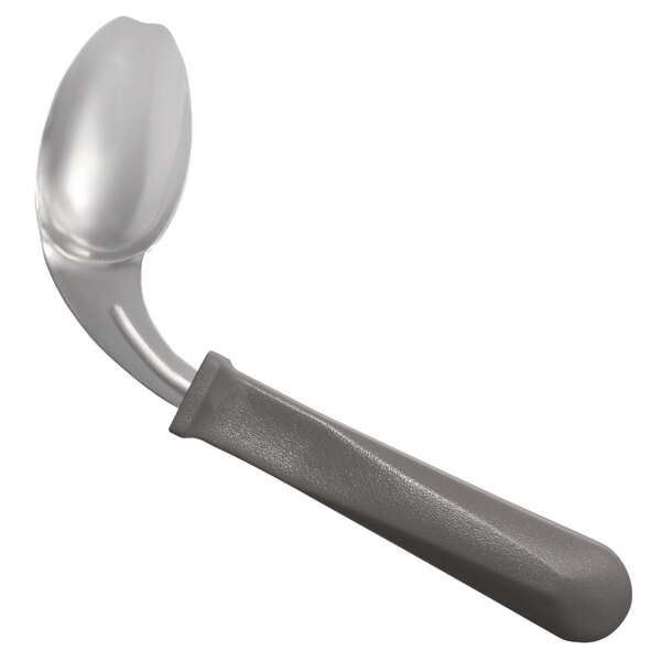 A white Richardson Products Inc. left offset adaptive spoon with a handle.