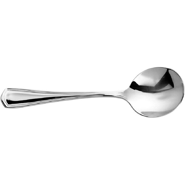 A Oneida Inn Classic stainless steel bouillon spoon with a silver handle and bowl.