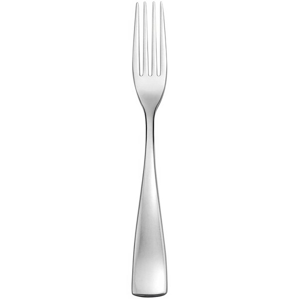 A close-up of a Sant'Andrea Reflections stainless steel salad/dessert fork with a silver handle.