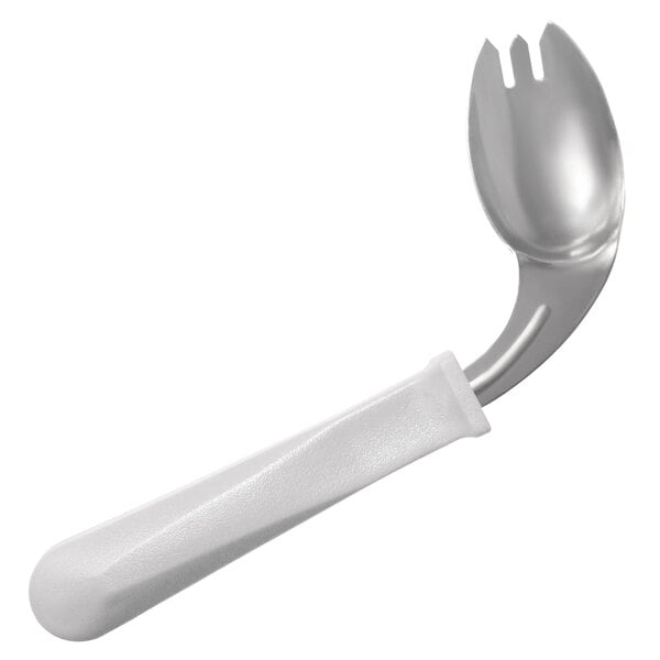 A Richardson Products Inc. adaptive spork with a spoon on one end and a white handle.