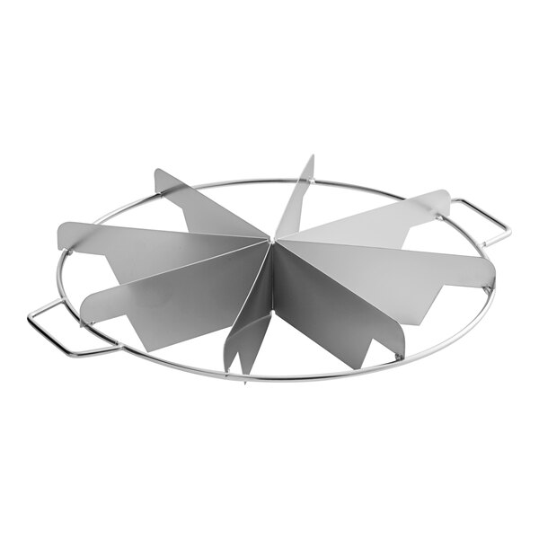 A Choice stainless steel pie cutter with a circular design and star shaped handle.