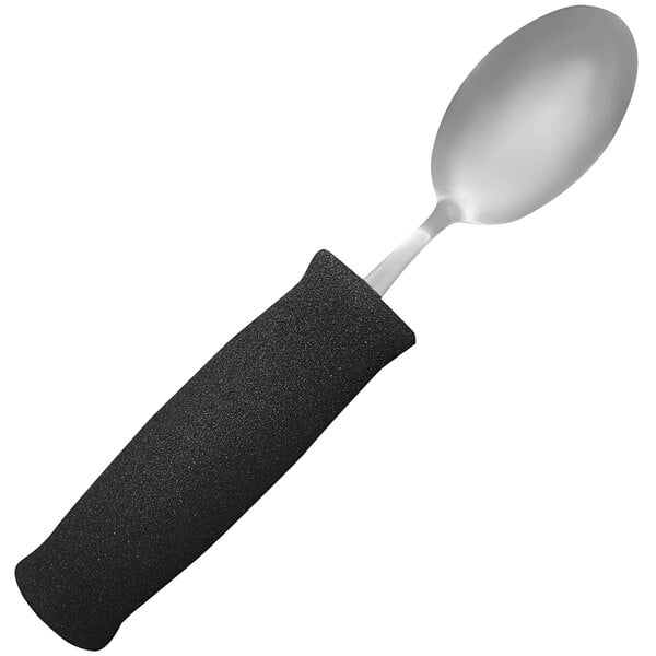 An 8" spoon with a foam handle.