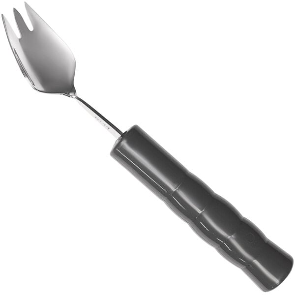 A Richardson Products Inc. grey weighted adaptive spork with a handle.