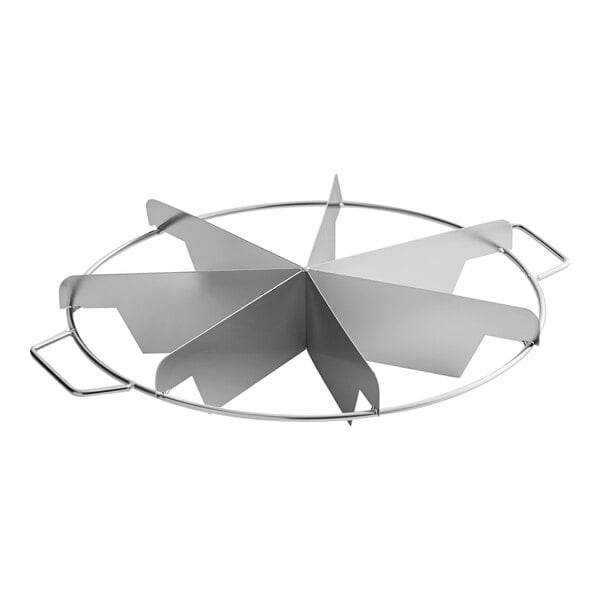 A Choice stainless steel pie cutter with 7 star-shaped blades.