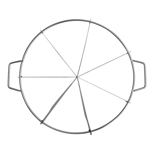 A Choice stainless steel circular pie cutter with 7 holes and a metal handle.