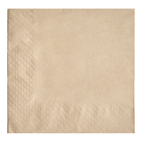 EcoChoice WrapNap 2-Ply Natural Kraft 1/4 Fold Dinner Napkin 16" x 16" - 250/Pack