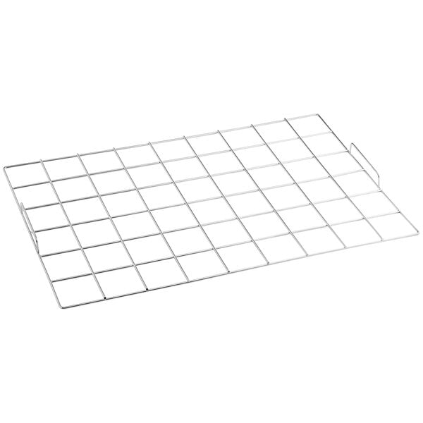 A wire grid with squares for sheet cake on a white background.