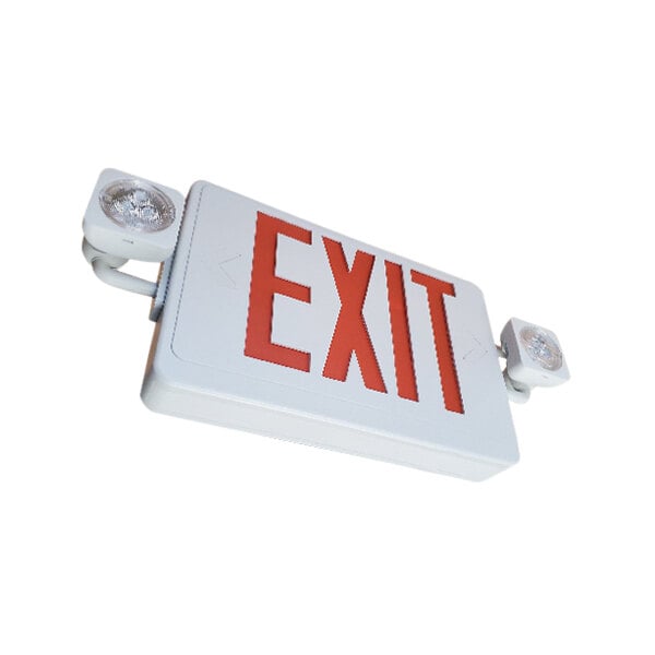 A white rectangular CLS exit sign with red LED lights.