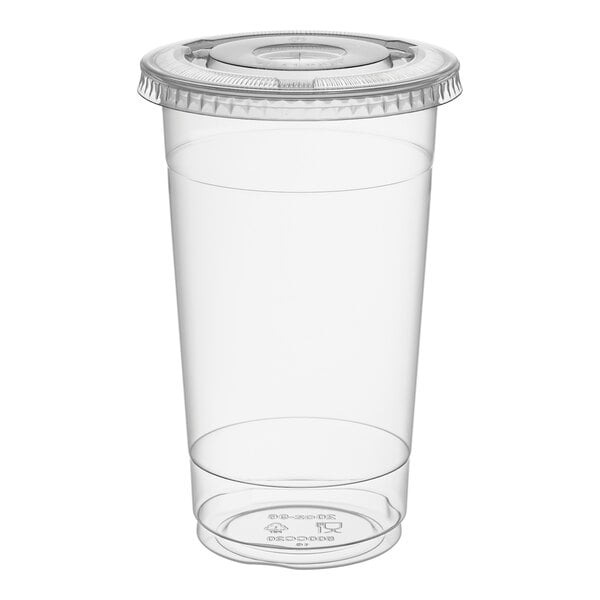 Choice 20 oz. Clear PET Plastic Cup with Flat Lid - 50/Pack