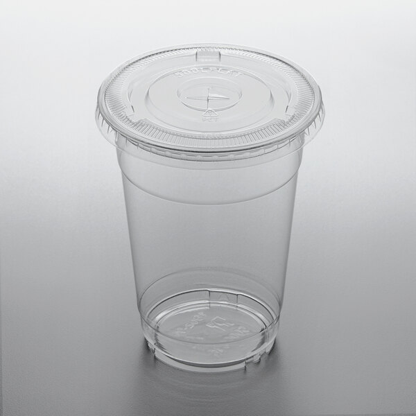 Nicole Fantini 16oz Clear Plastic PET Cups With Flat Lids & Straws – BPA-Free