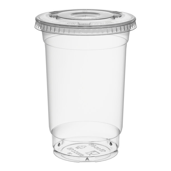 Choice 16 oz. Clear PET Plastic Cup with Flat Lid - 50/Pack