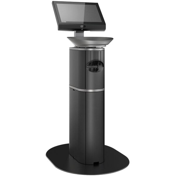 A black rectangular Bizerba MC Series price computing scale with a touch screen.