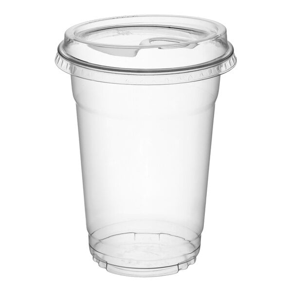 Choice 16 oz. Clear PET Plastic Cup with Sip-Through Lid - 50/Pack