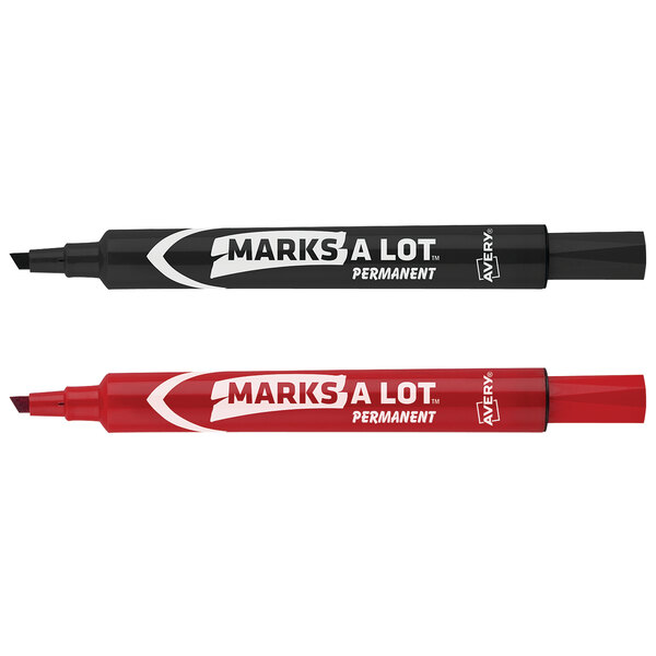 Avery Marks A Lot 24147 Red Jumbo Permanent Markers, Chisel Tip, 3 Each