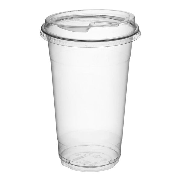 Choice 20 oz. Clear PET Plastic Cup with Sip-Through Lid - 50/Pack