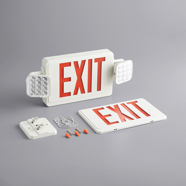 Lavex Remote Capable Triple Head New York City Approved LED Exit Sign / Emergency  Light with Steel