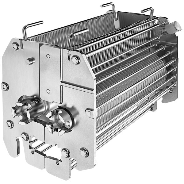 A metal Bizerba Julienne strip cutter set with many metal rods.