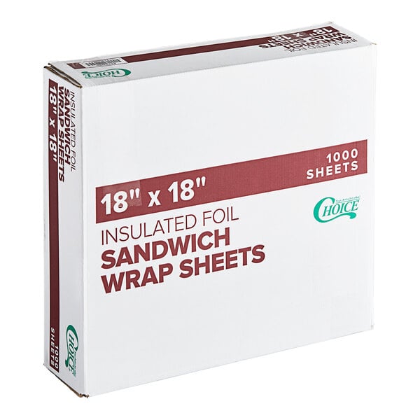 A white box of Choice Insulated Foil Sandwich Wrap Sheets.