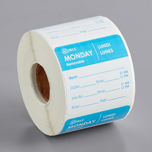 Roll of 500 SATURDAY 2" x 2" Removable Trilingual Food Rotation Labels 
