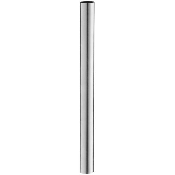 A stainless steel metal tube with black lines on the end.