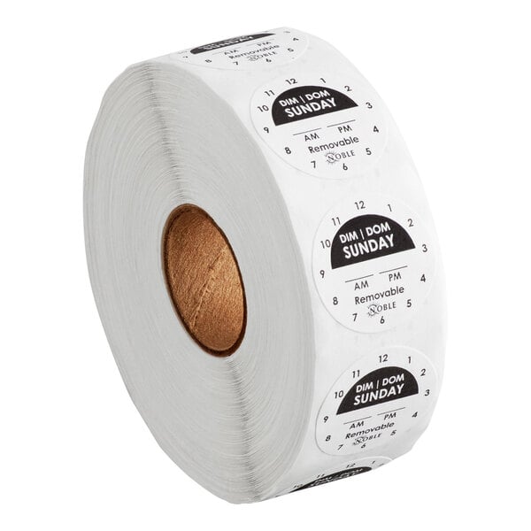 A roll of Noble Products removable Sunday day of the week clock labels.