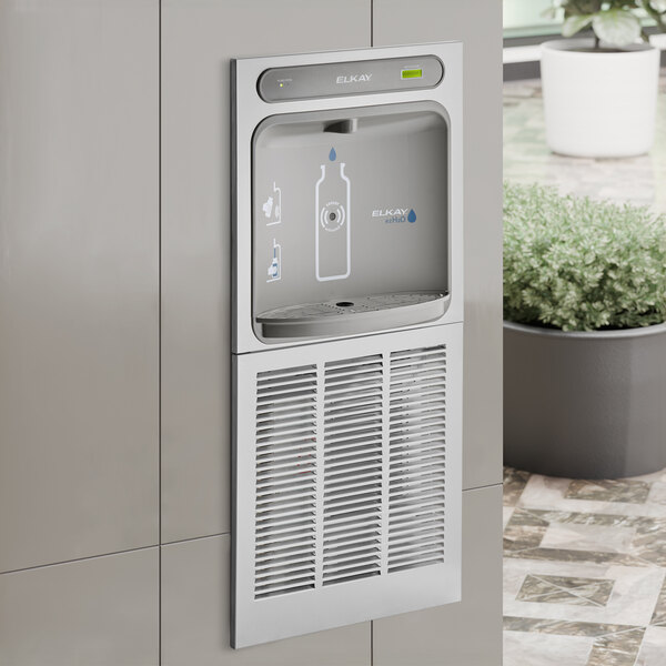Zurn Elkay ezH2O LZWSM8K Stainless Steel Surface Mount Filtered Refrigerated Bottle Filling Station with Touchless Sensor Activation and Remote Filter - 115V - Chilled
