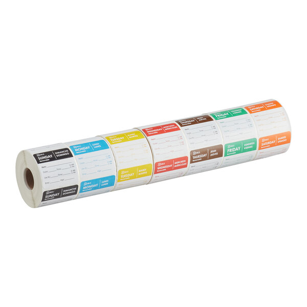 A roll of removable day of the week labels, each labeled for Wednesday and measuring 2 inches by 2 inches.