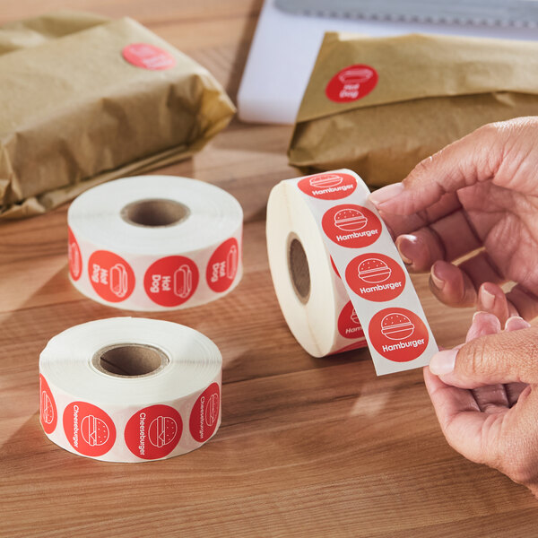PointPlus Hot Dog Permanent 1" Red Label - 1,000/Roll