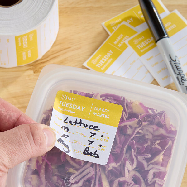 Noble Tuesday 2" x 2" Removable Day of the Week Label - 500/Roll