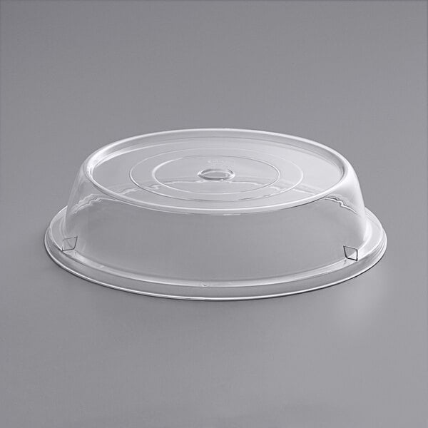 A clear polycarbonate plate cover with a circular rim.