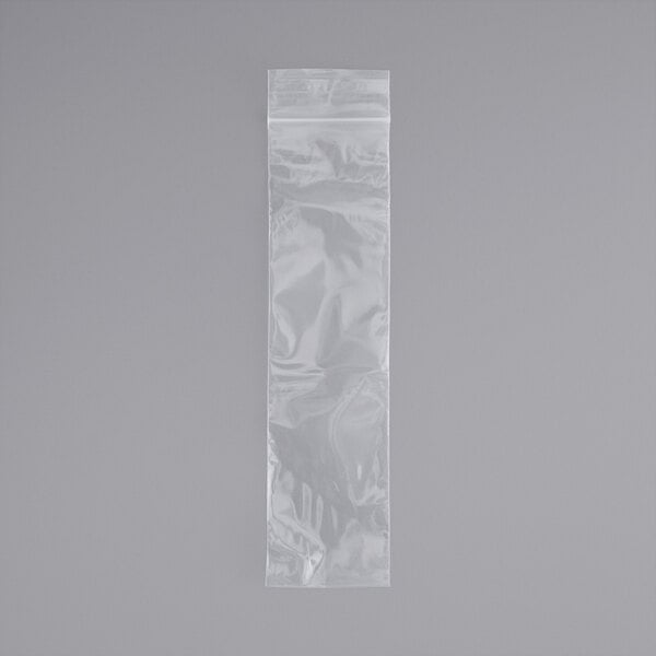 A clear plastic bag with a clip seal.